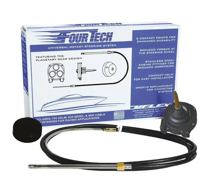 Uflex Fourtech Tilt Black Mach Rotary Steering System W/helm, Bezel & Cable 